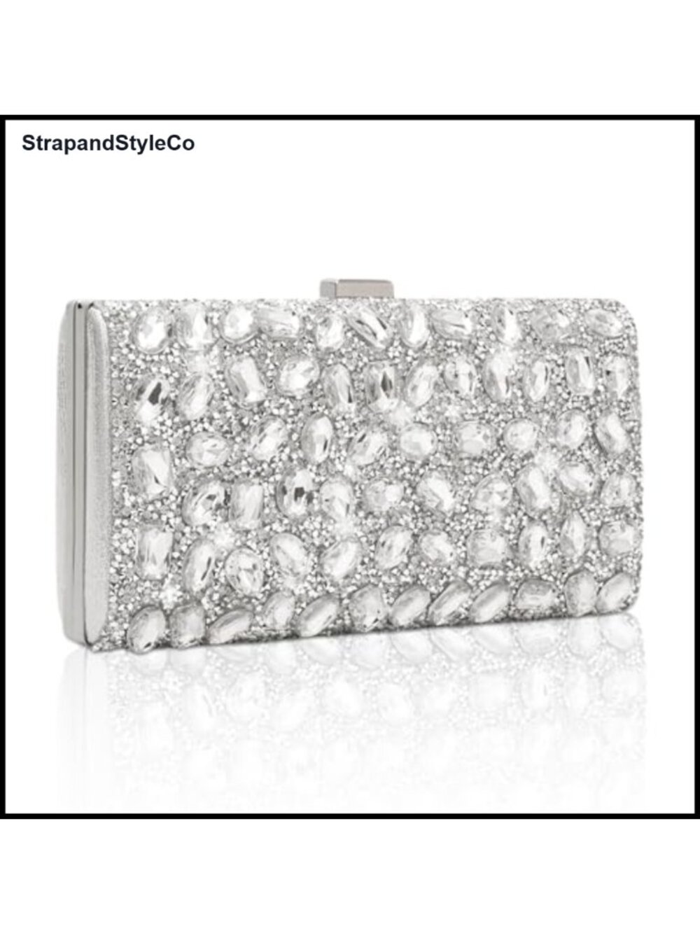 Rhinestone Crystal Evening Clutch Sparkly Satin Handbag Party Purse